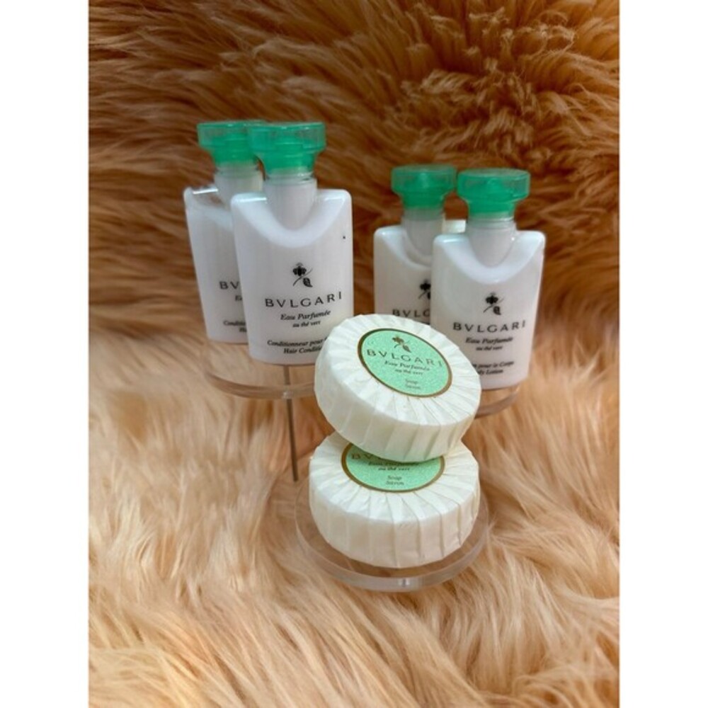 BVLGARI Travel Collection 2 Green Tea Soap, 2 Conditioner & 2 Body Lotion NEW!